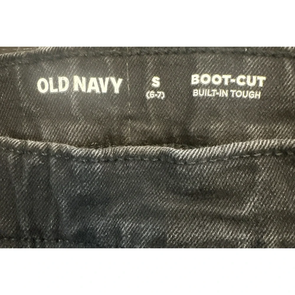 Old Navy Girls Bootcut Jeans Built-In Tough Black Dark Wash Size S 6-7